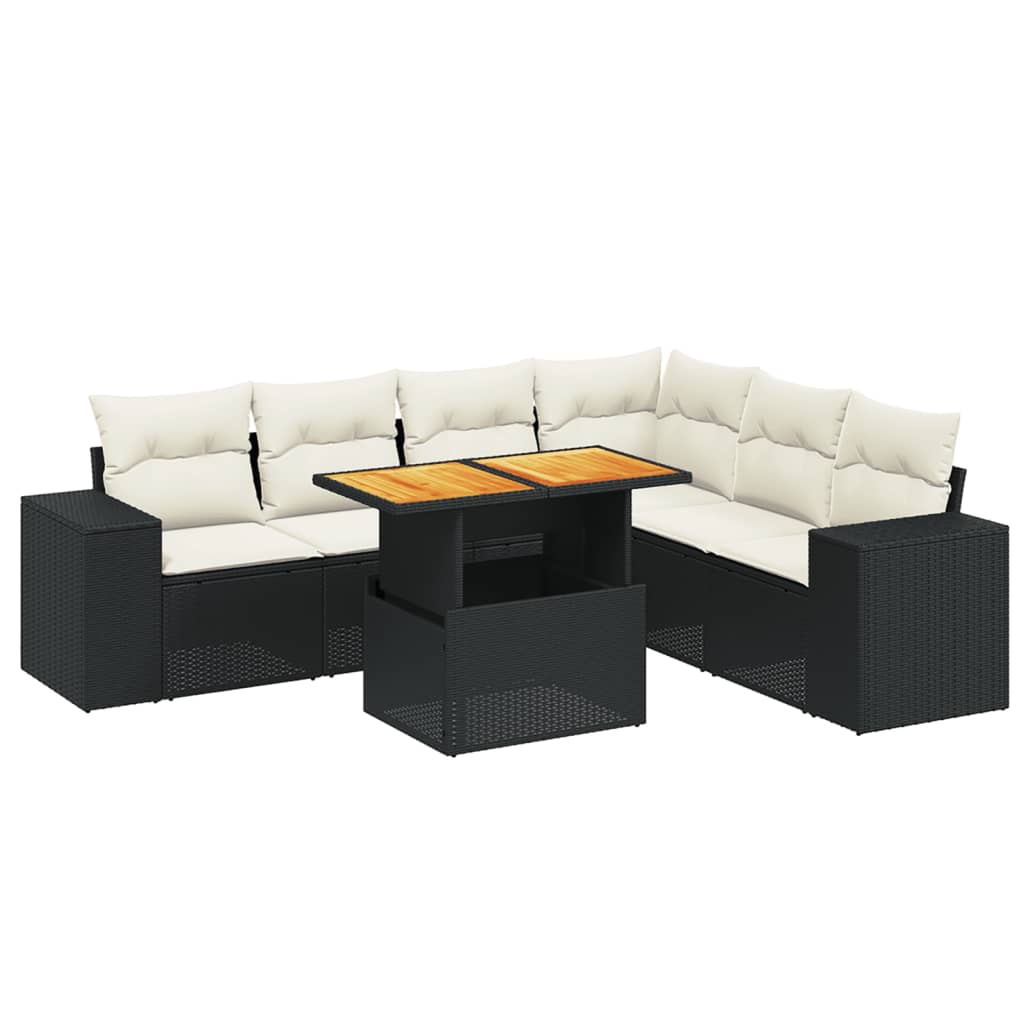 Set Divani da Giardino con Cuscini 7pz Nero Polyrattan 3272652