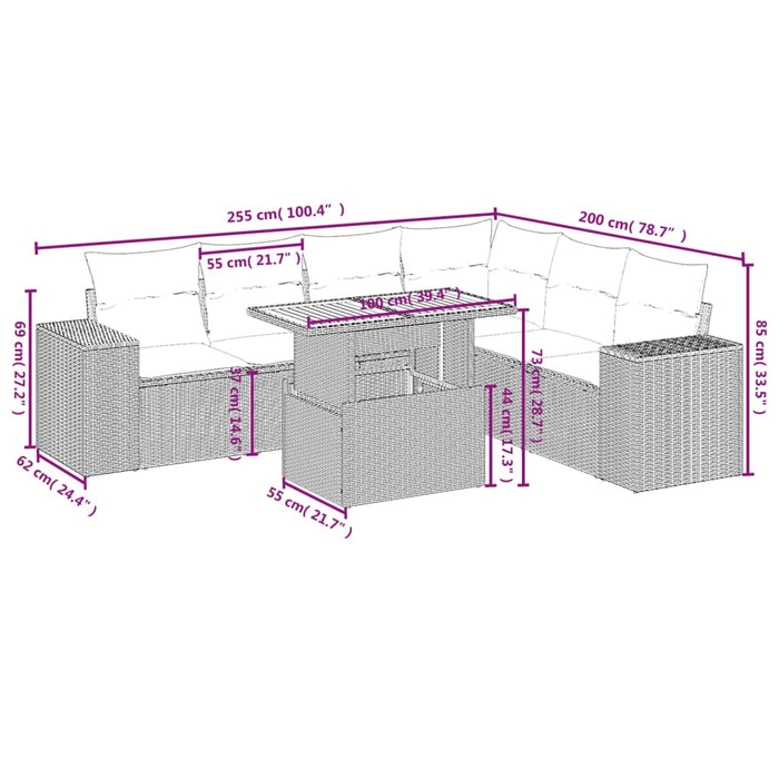 Set Divani da Giardino con Cuscini 7pz Nero Polyrattan 3272652