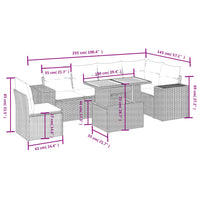 Set Divani da Giardino 7 pz con Cuscini Grigio in Polyrattan 3272663