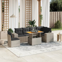 Set Divani da Giardino 7 pz con Cuscini Grigio in Polyrattan 3272663