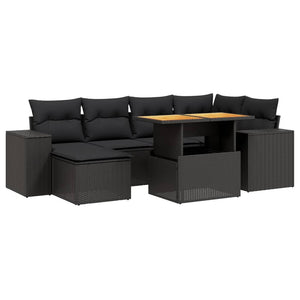 Set Divani da Giardino con Cuscini 7pz Nero Polyrattan 3272735