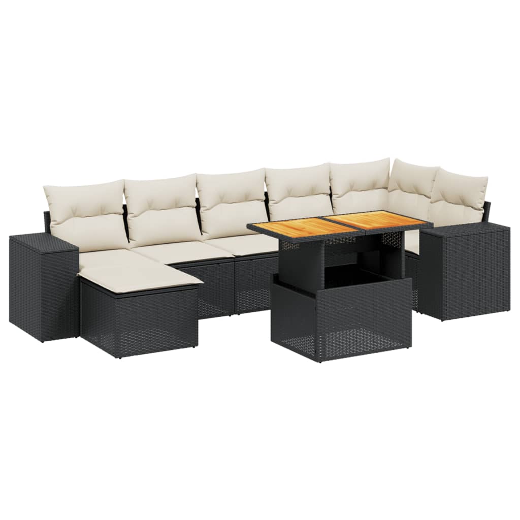 Set Divani da Giardino con Cuscini 8 pz Nero in Polyrattan 3272743