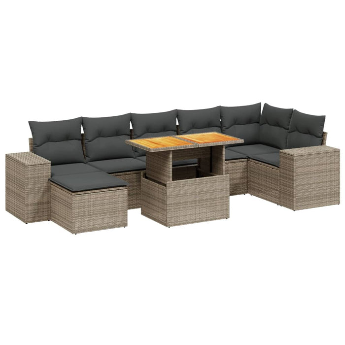 Set Divano da Giardino 8 pz con Cuscini Grigio in Polyrattan 3272747