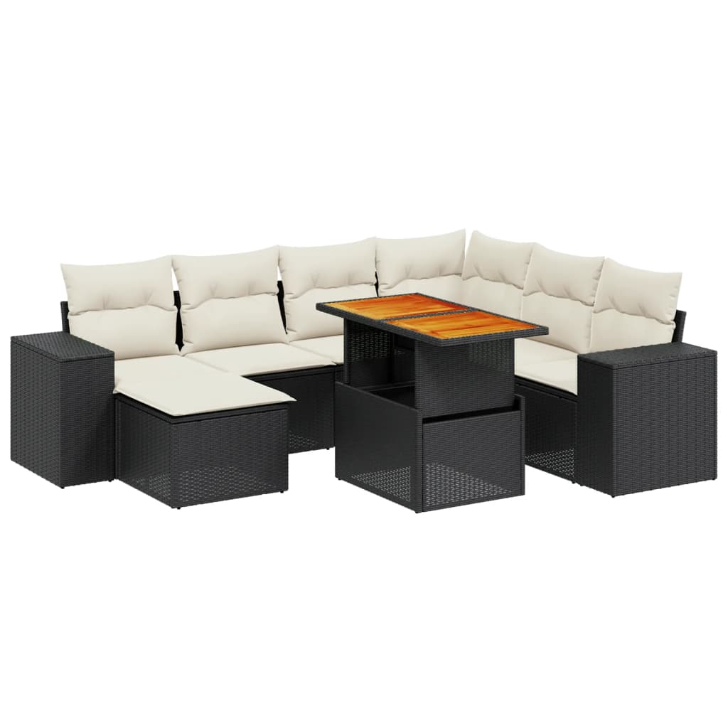 Set Divani da Giardino con Cuscini 8 pz Nero in Polyrattan 3272750