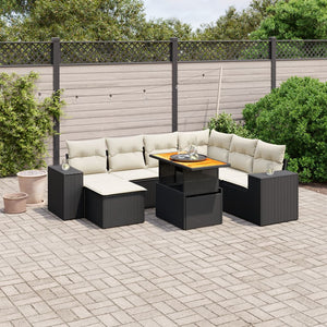 Set Divani da Giardino con Cuscini 8 pz Nero in Polyrattan 3272750