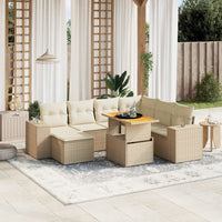 Set Divano da Giardino 8 pz con Cuscini Beige in Polyrattan 3272752