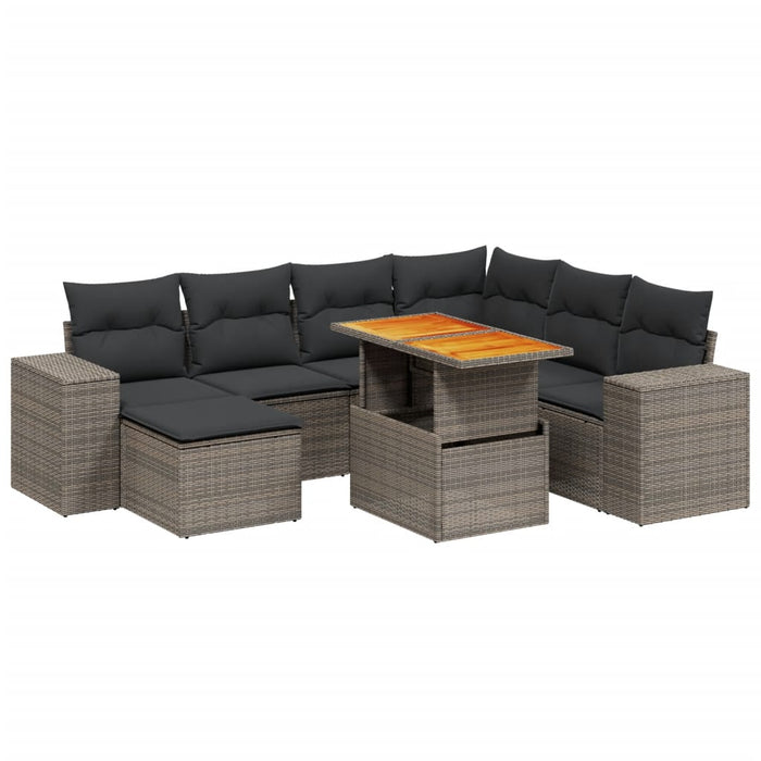 Set Divano da Giardino 8 pz con Cuscini Grigio in Polyrattan 3272754