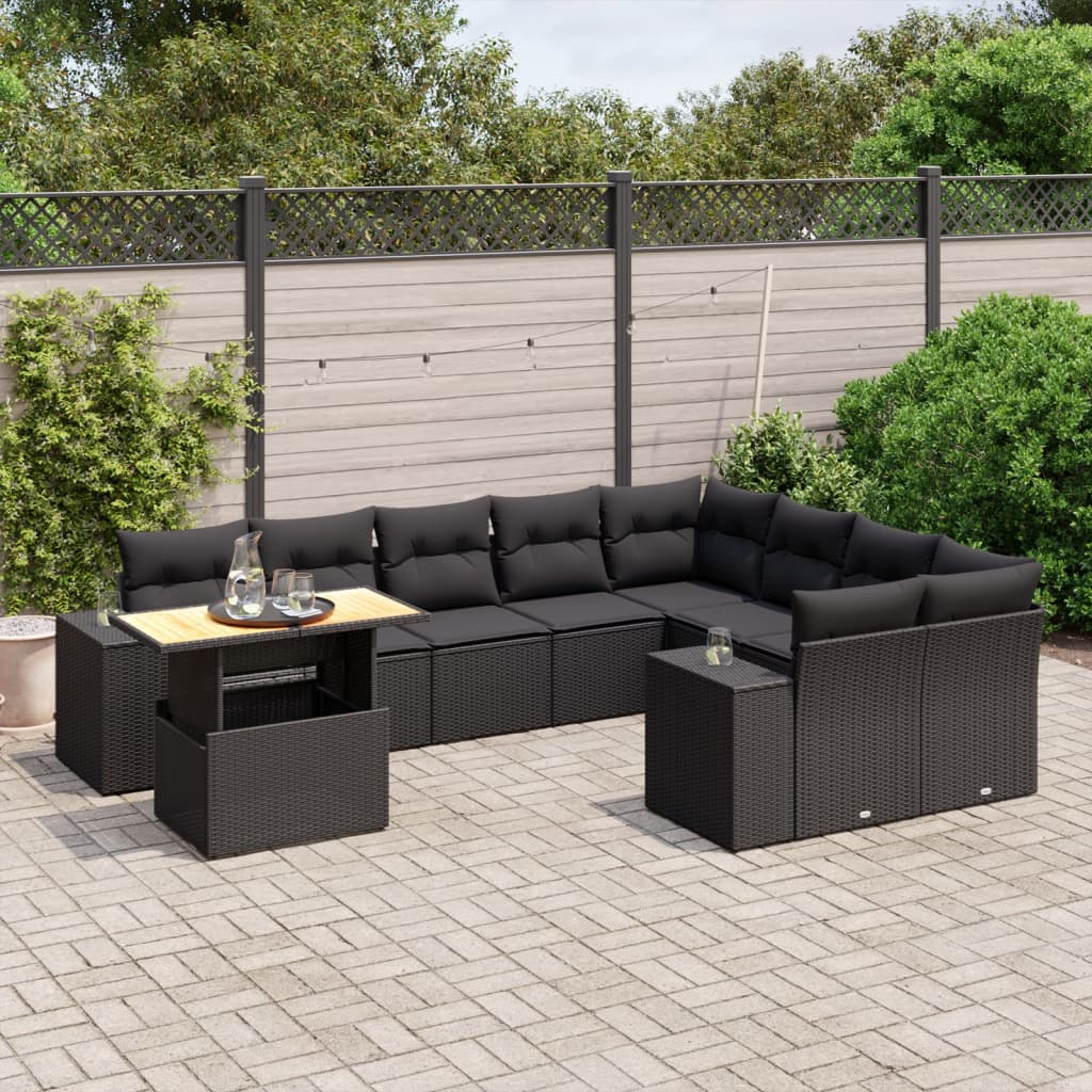 Set Divani da Giardino 10pz con Cuscini in Polyrattan Nerocod mxl 112721