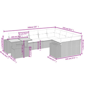 Set Divano da Giardino 10 pz con Cuscini Beige in Polyrattan 3272801