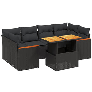 Set Divani da Giardino con Cuscini 7pz Nero Polyrattan 3272973