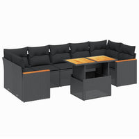 Set Divani da Giardino con Cuscini 8 pz Nero in Polyrattan 3272987