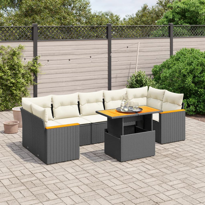 Set Divani da Giardino con Cuscini 8 pz Nero in Polyrattan 3272988