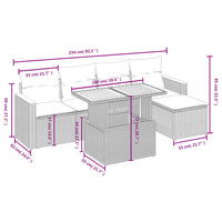 Set Divano da Giardino 6 pz con Cuscini Grigio in Polyrattan 3273055