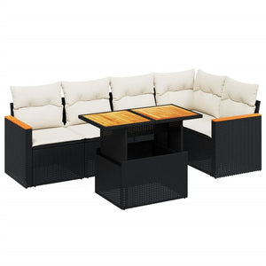 Set Divano da Giardino 6 pz con Cuscini Nero in Polyrattancod mxl 88734