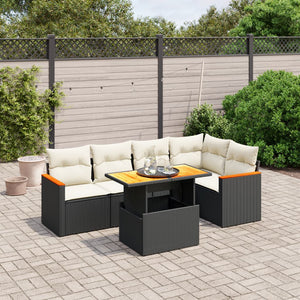 Set Divano da Giardino 6 pz con Cuscini Nero in Polyrattancod mxl 88734