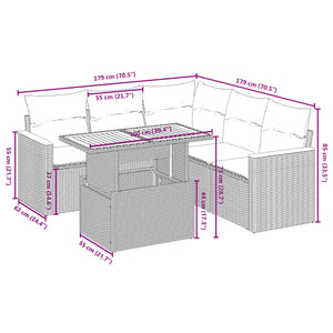 Set Divano da Giardino 6 pz con Cuscini Nero in Polyrattan 3273072