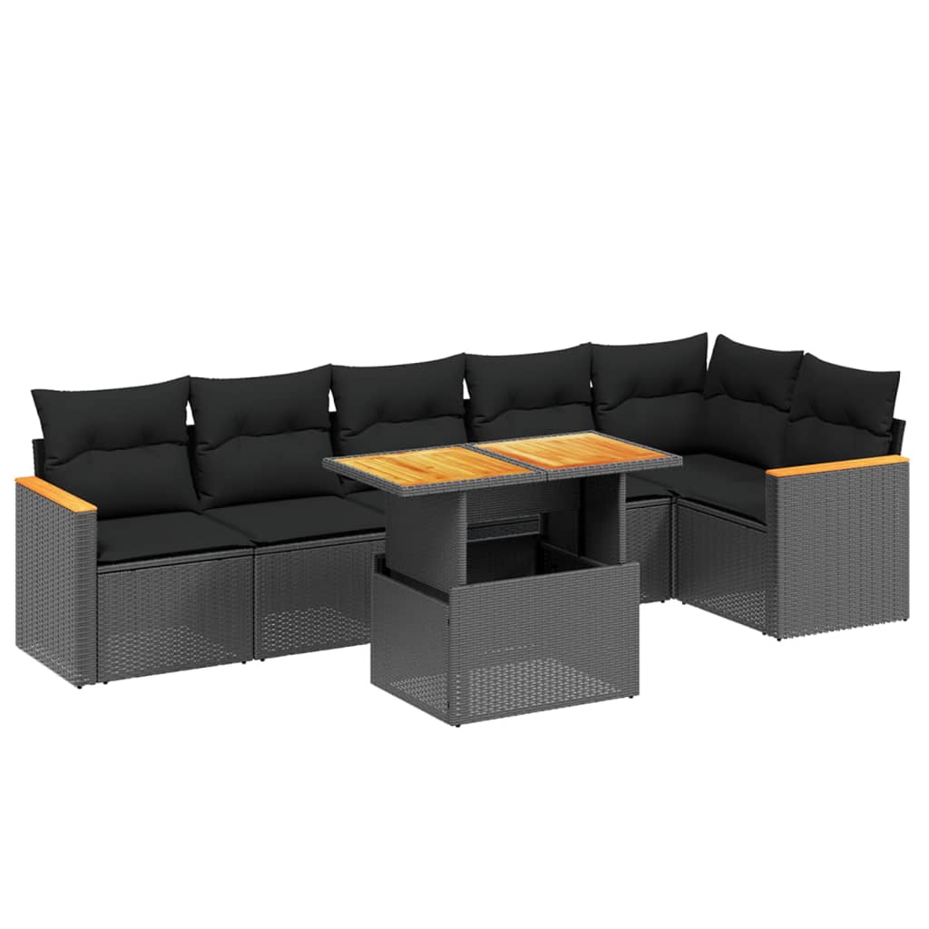 Set Divani da Giardino con Cuscini 7pz Nero Polyrattan 3273085