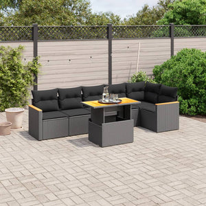 Set Divani da Giardino con Cuscini 7pz Nero Polyrattan 3273085