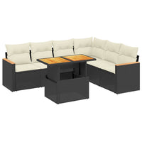 Set Divani da Giardino con Cuscini 7pz Nero Polyrattancod mxl 112729