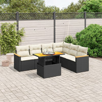 Set Divani da Giardino con Cuscini 7pz Nero Polyrattancod mxl 112729