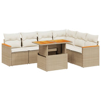 Set Divani da Giardino 7 pz con Cuscini Beige in Polyrattan 3273095