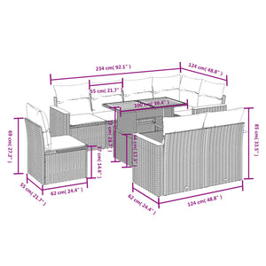 Set Divani da Giardino 9 pz con Cuscini Nero in Polyrattancod mxl 92757