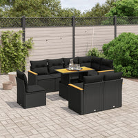 Set Divani da Giardino 9 pz con Cuscini Nero in Polyrattancod mxl 92757