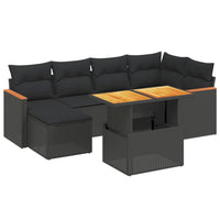 Set Divani da Giardino con Cuscini 7pz Nero Polyrattan 3273176