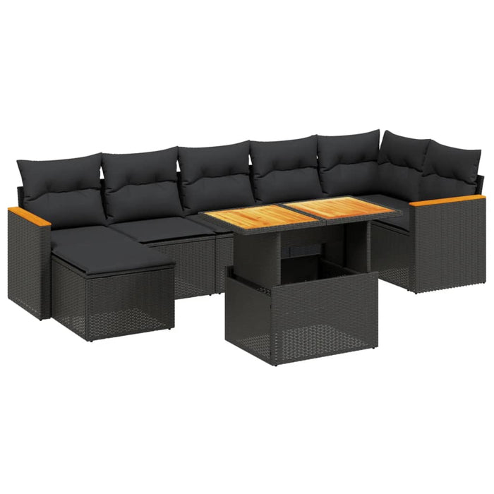 Set Divani da Giardino con Cuscini 8 pz Nero in Polyrattancod mxl 88738