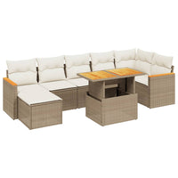 Set Divano da Giardino 8 pz con Cuscini Beige in Polyrattan 3273186