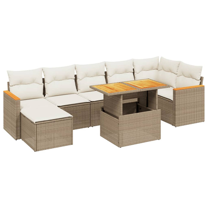 Set Divano da Giardino 8 pz con Cuscini Beige in Polyrattan 3273186