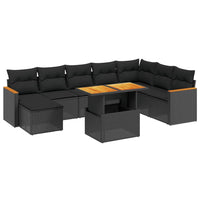 Set Divani da Giardino 9 pz con Cuscini Nero in Polyrattan 3273211