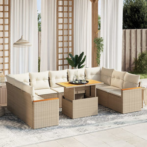 Set Divano da Giardino 10 pz con Cuscini Beige in Polyrattan 3273221