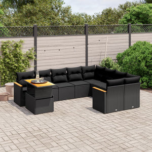 Set Divani da Giardino 10pz con Cuscini in Polyrattan Nerocod mxl 90327