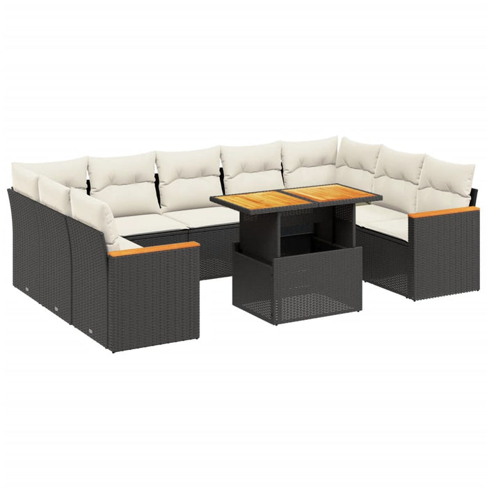 Set Divani da Giardino 11 pz con Cuscini in Polyrattan Nero 3273247