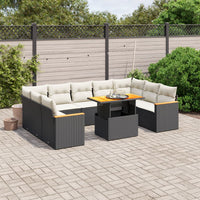 Set Divani da Giardino 11 pz con Cuscini in Polyrattan Nero 3273247