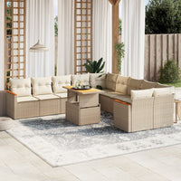 Set Divani da Giardino 11 pz con Cuscini Beige in Polyrattan 3273263