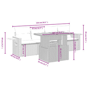 Set Divano da Giardino 5 pz con Cuscini Grigio in Polyrattan 3273398