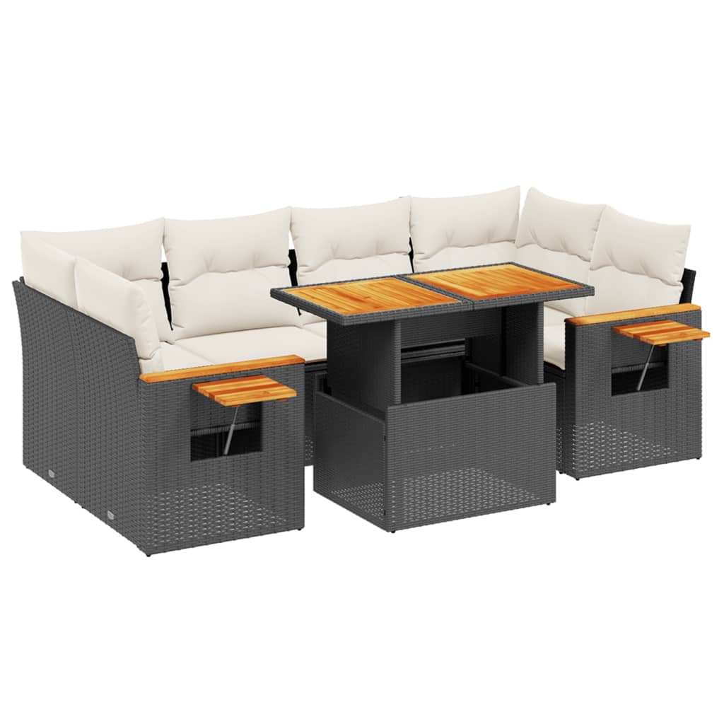 Set Divani da Giardino con Cuscini 7pz Nero Polyrattan 3273415