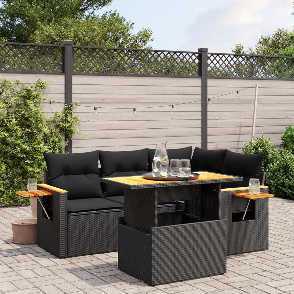 Set Divani da Giardino 5 pz con Cuscini in Polyrattan Nerocod mxl 114229