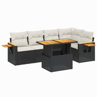 Set Divano da Giardino 6 pz con Cuscini Nero in Polyrattan 3273506