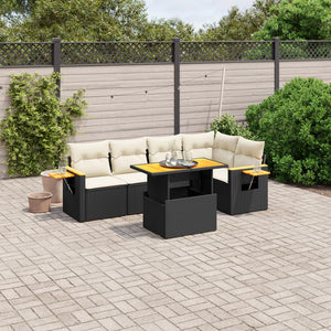 Set Divano da Giardino 6 pz con Cuscini Nero in Polyrattan 3273506