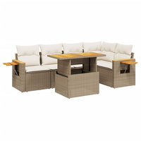 Set Divano da Giardino 6 pz con Cuscini Beige in Polyrattan 3273508