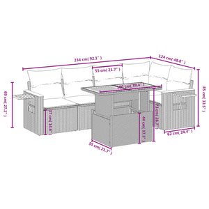 Set Divano da Giardino 6 pz con Cuscini Beige in Polyrattan 3273508