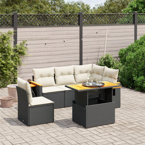 Set Divano da Giardino 6 pz con Cuscini Nero in Polyrattancod mxl 89022