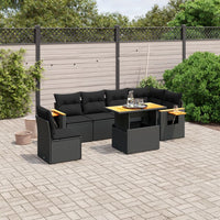 Set Divani da Giardino con Cuscini 7pz Nero Polyrattan 3273540