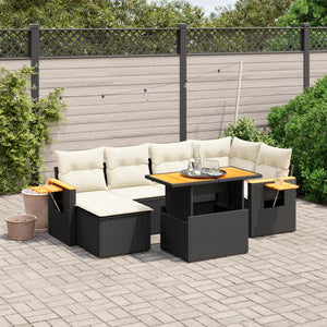 Set Divani da Giardino con Cuscini 7pz Nero Polyrattancod mxl 89024