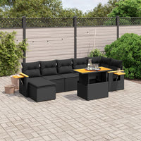 Set Divani da Giardino con Cuscini 8 pz Nero in Polyrattan 3273624