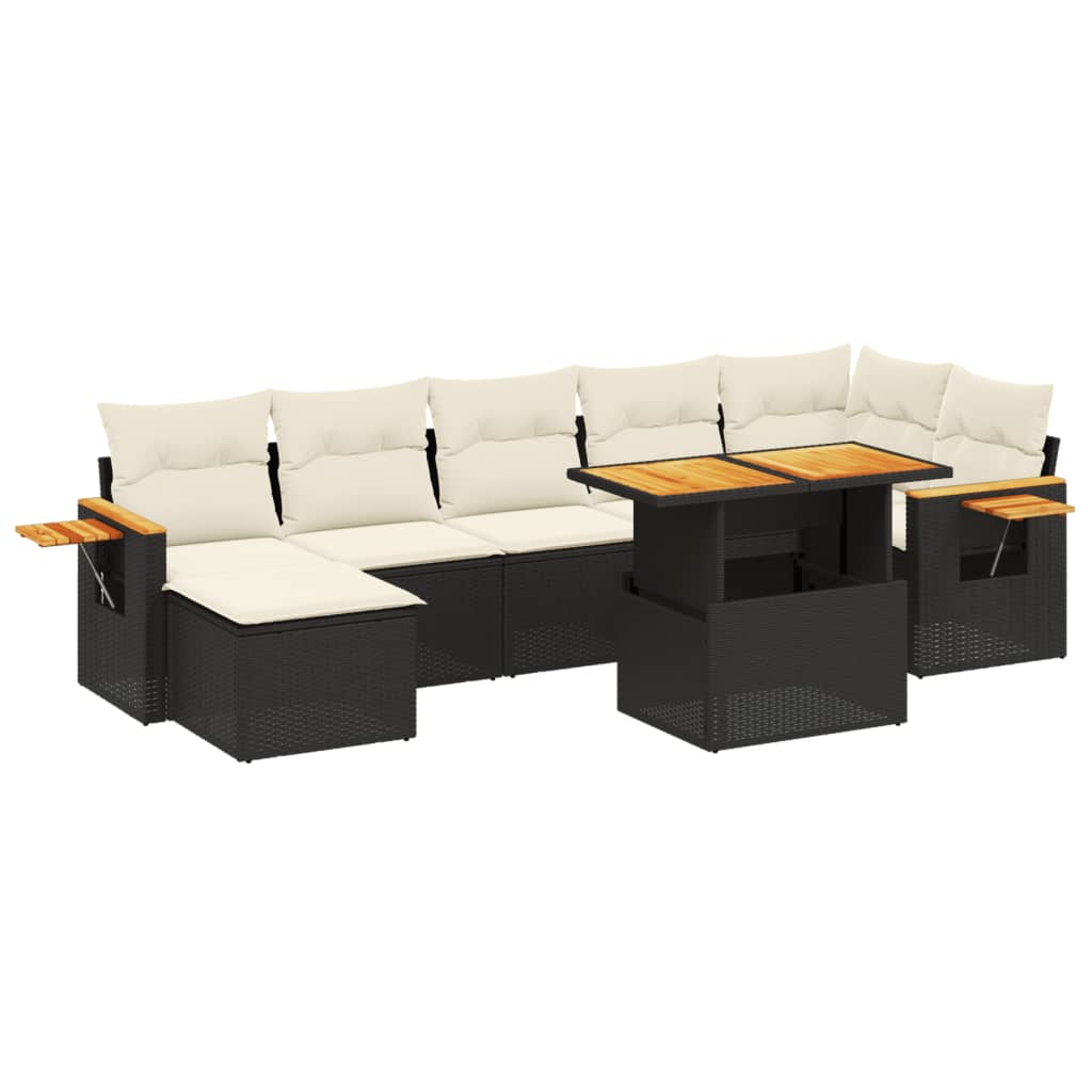 Set Divani da Giardino con Cuscini 8 pz Nero in Polyrattan 3273625