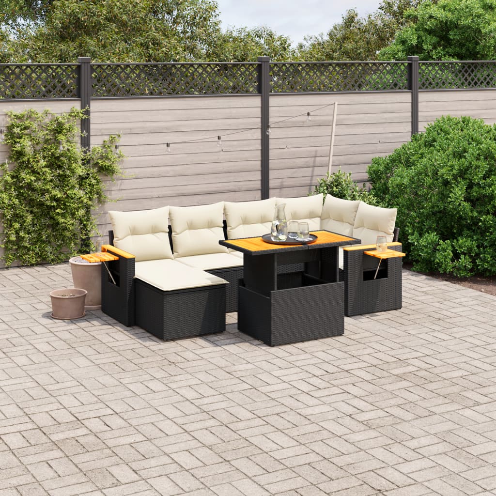 Set Divani da Giardino con Cuscini 8 pz Nero in Polyrattan 3273625